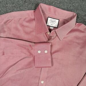 Charles Tyrwhitt Dress Shirt Mens 17 34 Classic Fit Non Iron Pink Cotton